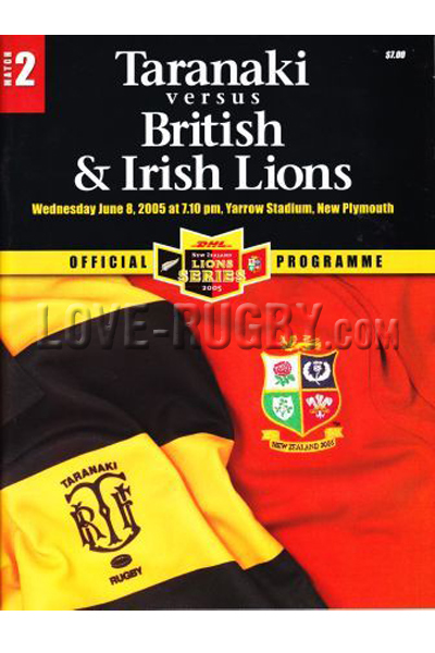 2005 Taranaki v British and Irish Lions  Rugby Programme